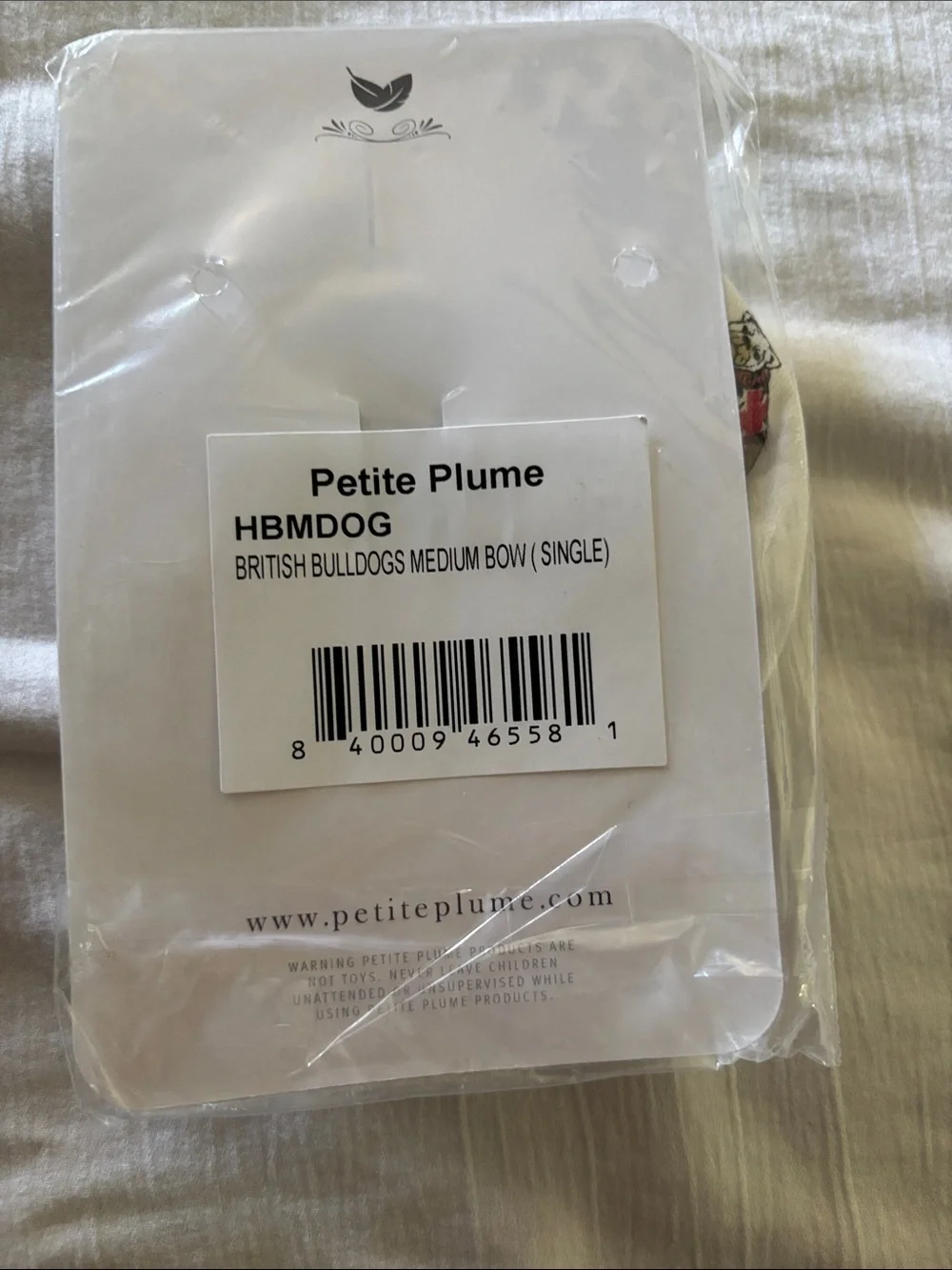 Petite Plume British Bulldogs Medium Bow Hair Clip NWT